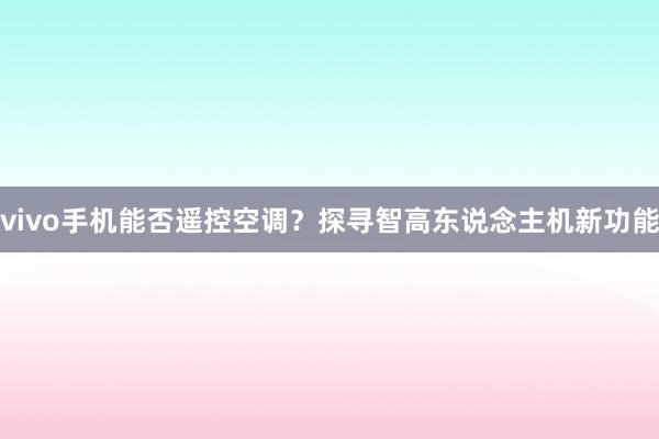 vivo手机能否遥控空调？探寻智高东说念主机新功能